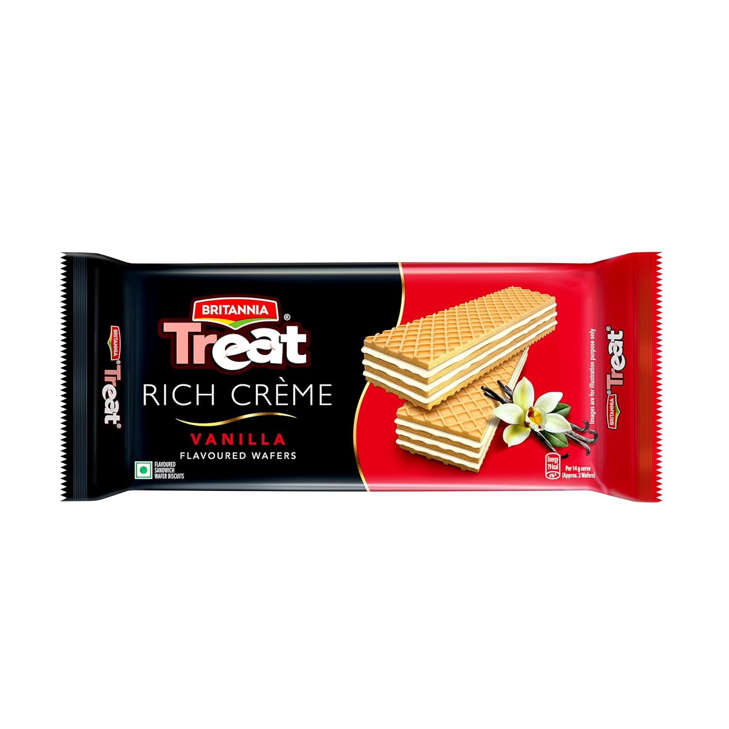 Britannia Treat Crème Wafers - Vanilla Flavoured Wafer Biscuit | 50 gm